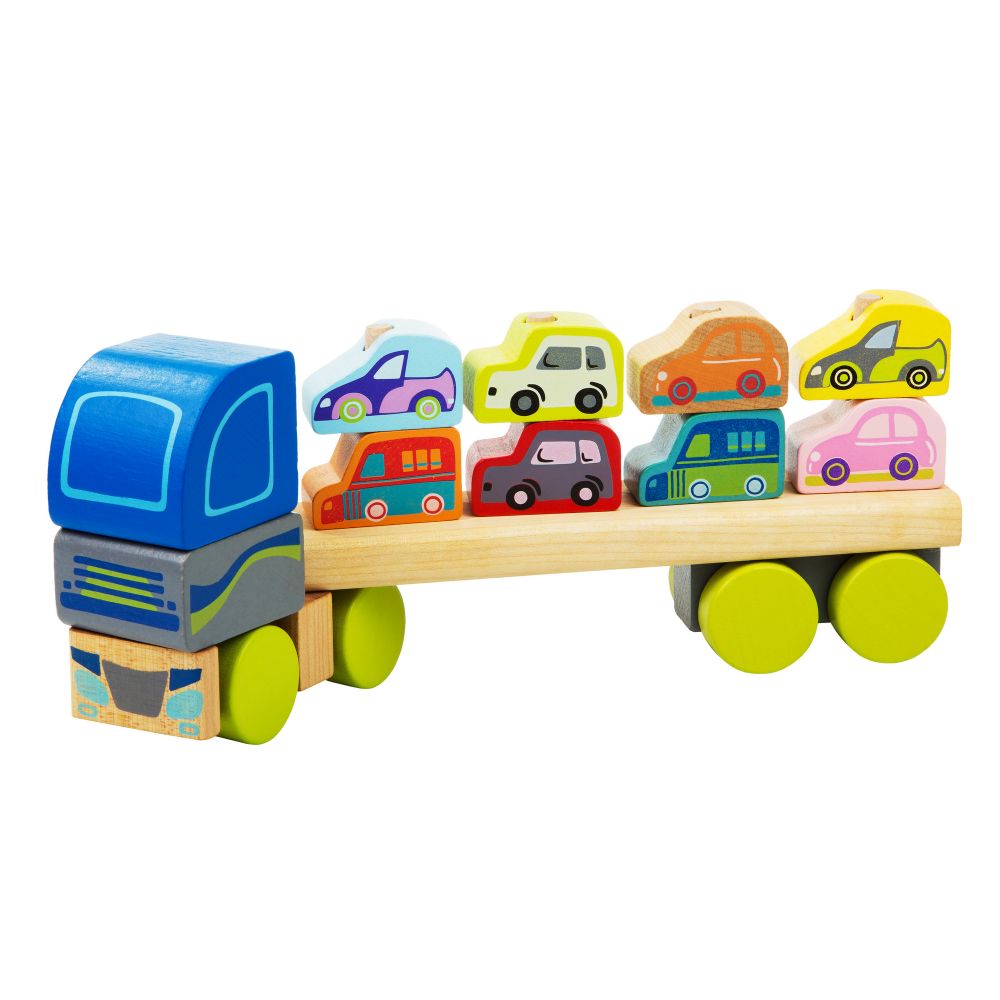 Dřevěná autíčka — kamion s autíčkem