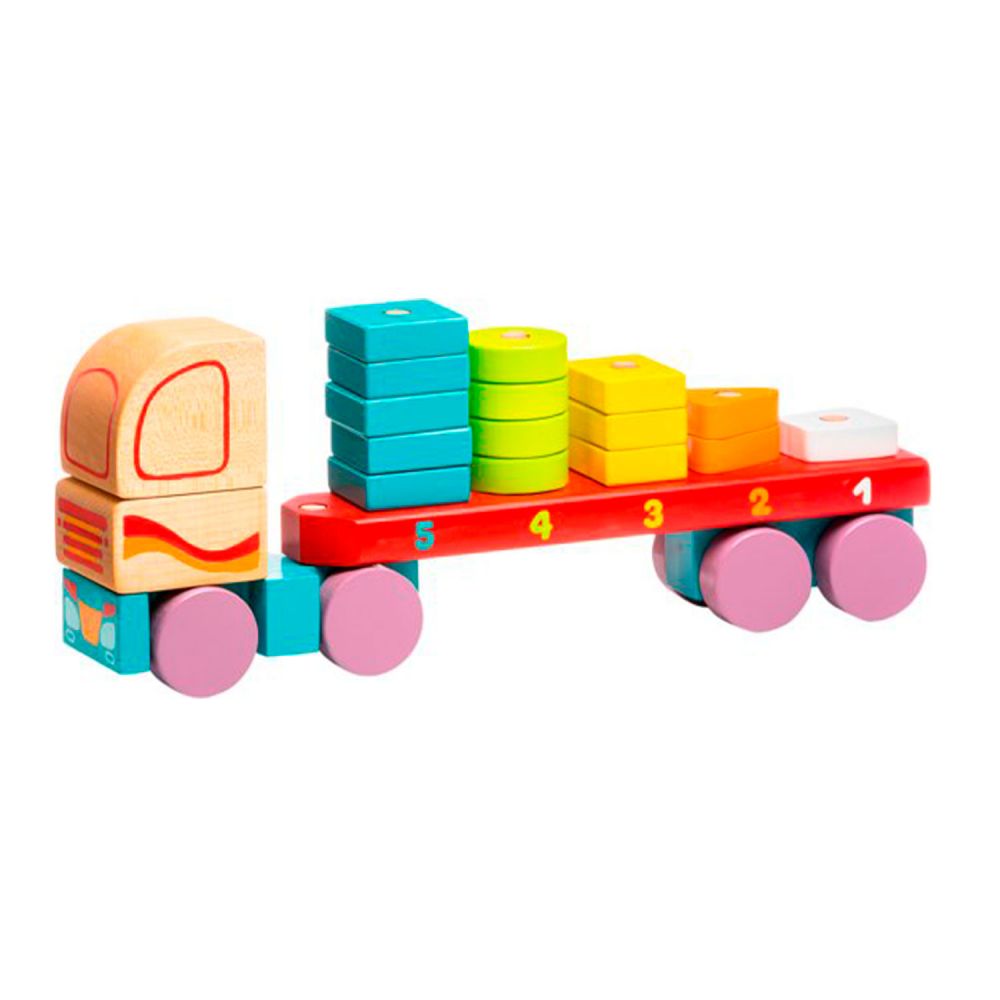 Dřevěná autíčka — kamion s figurkami