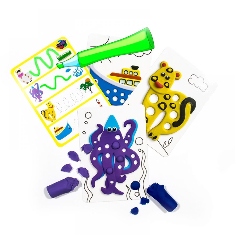 Kreativní dotykové hrací těsto — chobotnička, tygřík, kravička, loďka