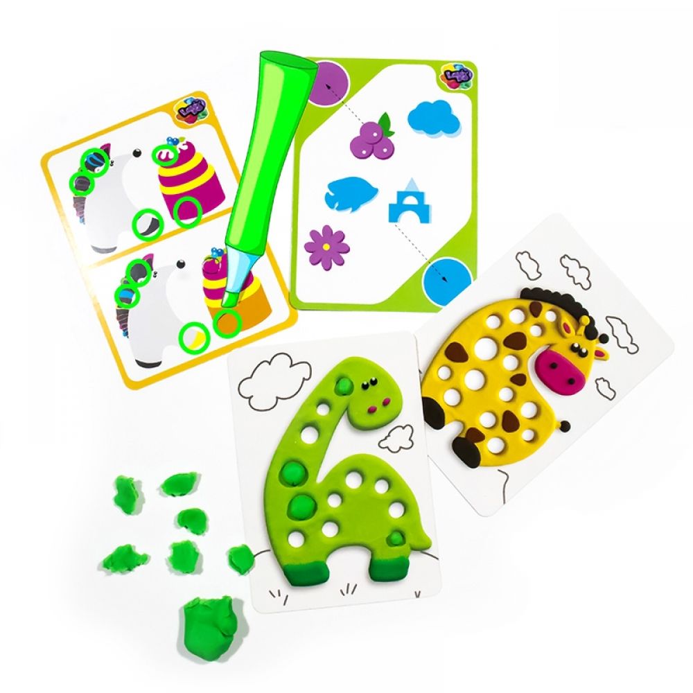 Kreativní dotykové hrací těsto — dinosaurus, ježeček, žirafka, dortík