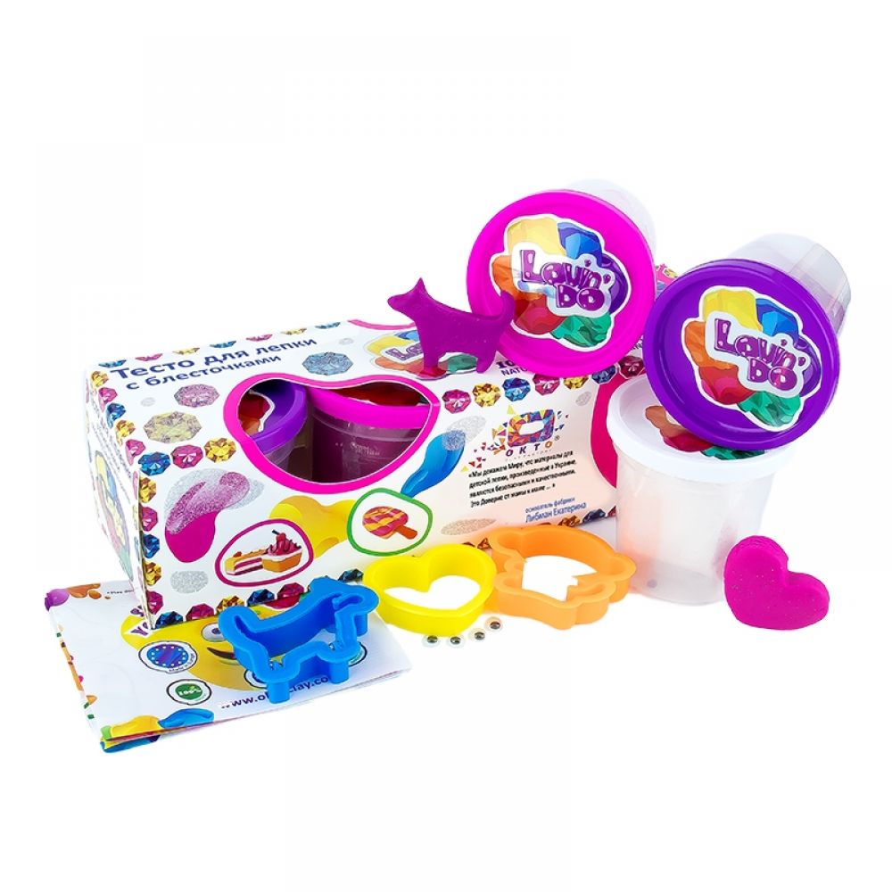 Kreativní hrací těsto — 3 barvy se třpytkami