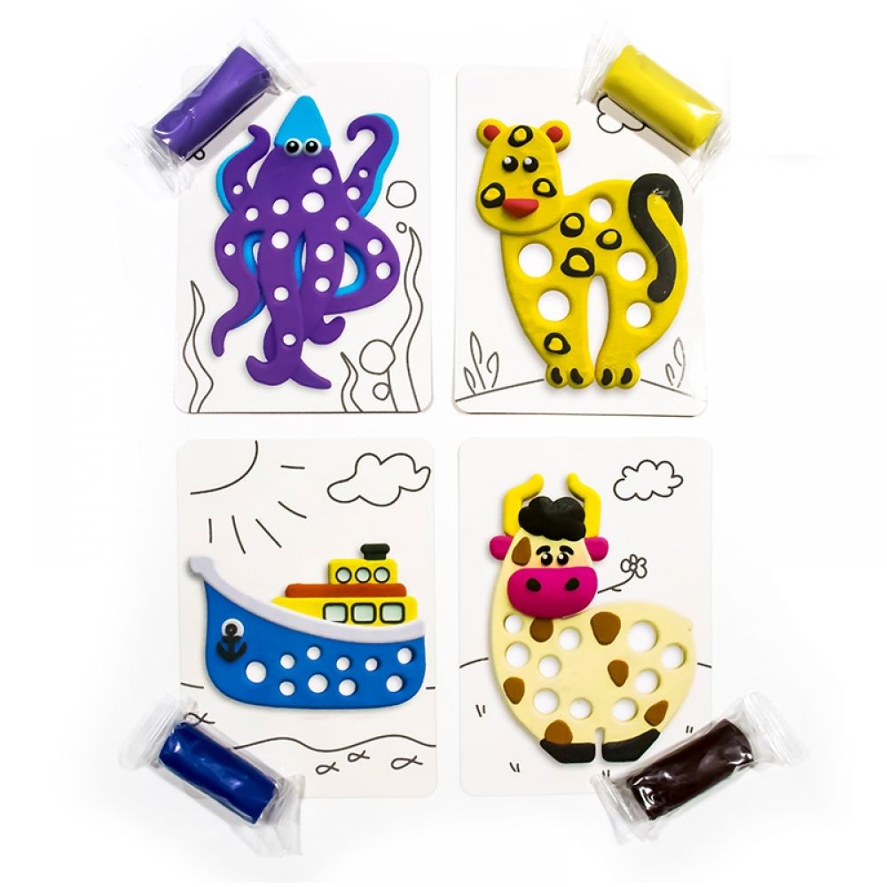 Kreativní dotykové hrací těsto — chobotnička, tygřík, kravička, loďka